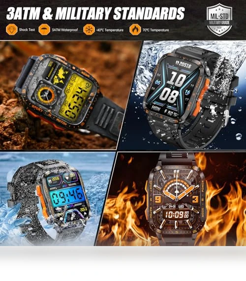 Military Smart Watch with LED Flashlight/UV Light — Smartwatches, LaNikar