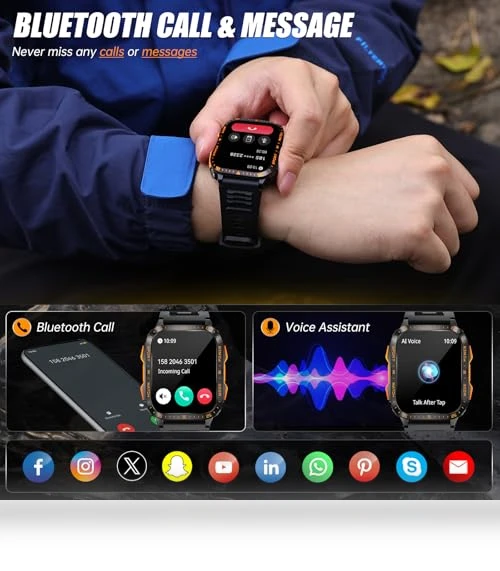 Military Smart Watch with LED Flashlight/UV Light — Smartwatches, LaNikar
