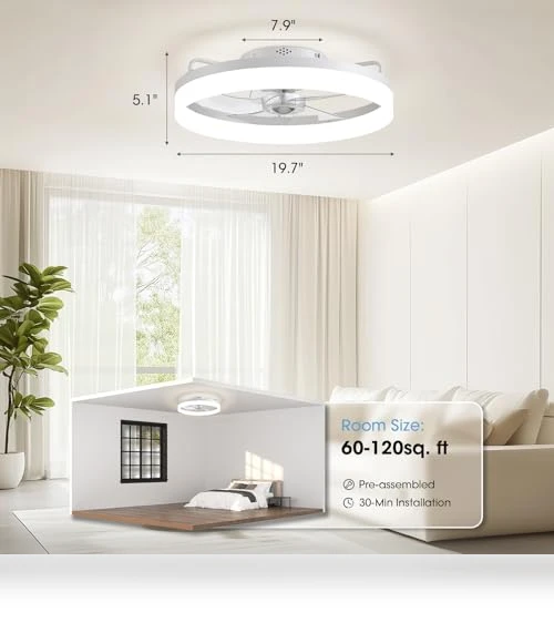 Smart Ceiling Fan with Lights — Ceiling Fan Wall Controls, LUDOMIDE
