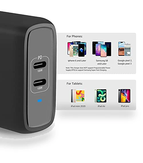 Two-Port USB-C Wall Charger — Chargers, Amazon