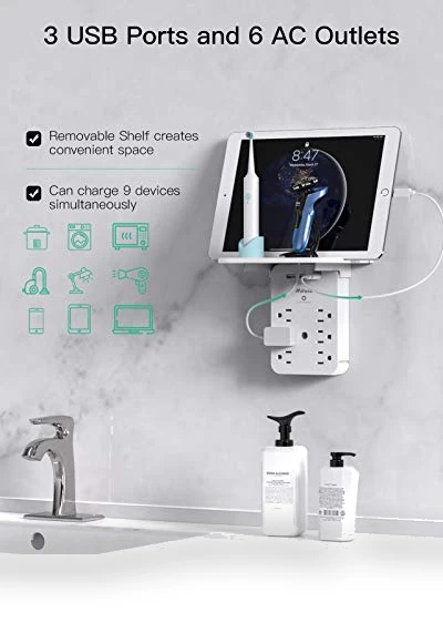 Wall Outlet Extender with Surge Protector — Multi-Outlets, mifaso