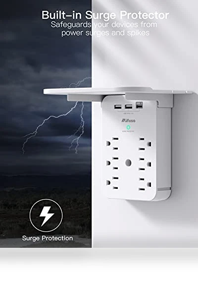 Wall Outlet Extender with Surge Protector — Multi-Outlets, mifaso