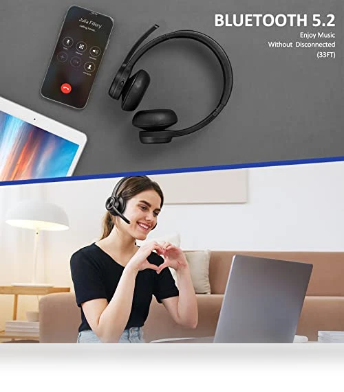Wireless Headphones with Noise Cancelling Microphone — In-Ear Headphones, EKVANBEL