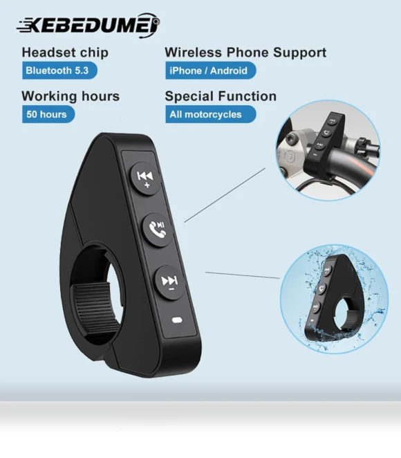 Bluetooth Remote Control for Helmet Headset — Phone Accessories, Auto Launcher