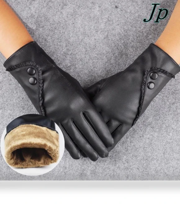 Winter Soft Leather Gloves with Touchscreen — Arm Warmers, WomWear
