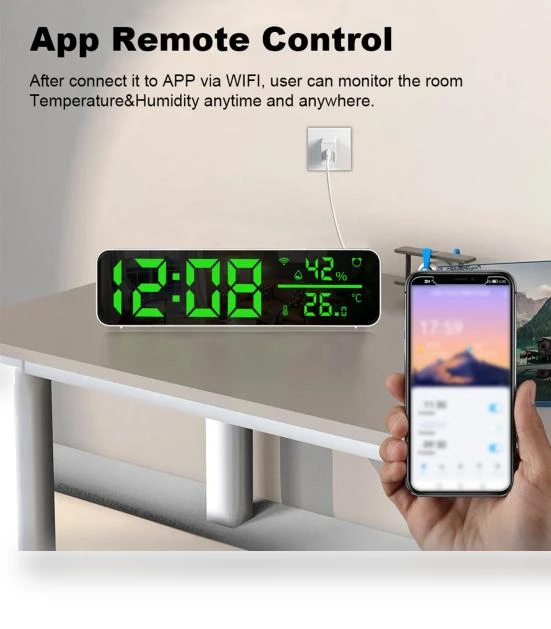 Digital Clock Thermometer with App Control — Home Climate Control, Hello Garden