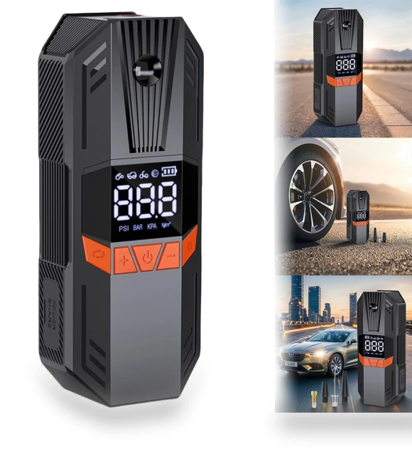 Portable Tire Pump with LCD Pressure Gauge — Tire Inflation Solutions, Chic Home