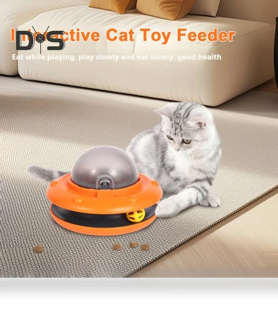 Interactive UFO-Shaped Slow Feeder with Ball Track — Slow Feed, Kitty Cat House