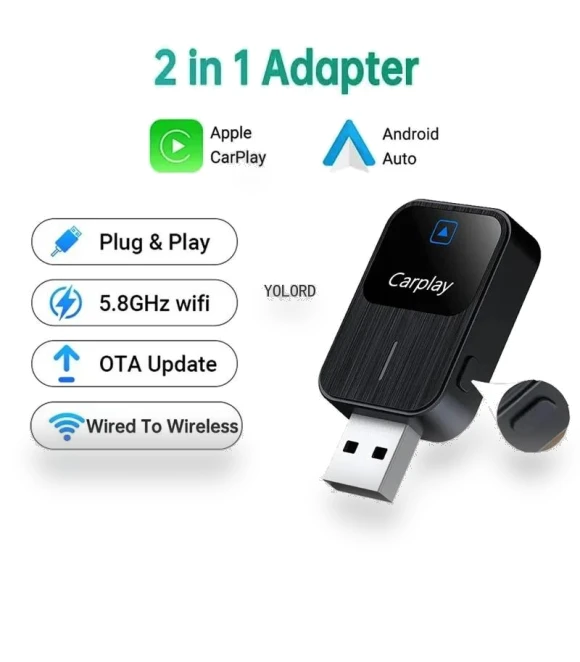 2-in-1 Wired Wireless Adapter for Carplay Android Auto — Car Essentials, Simplistic Living Home