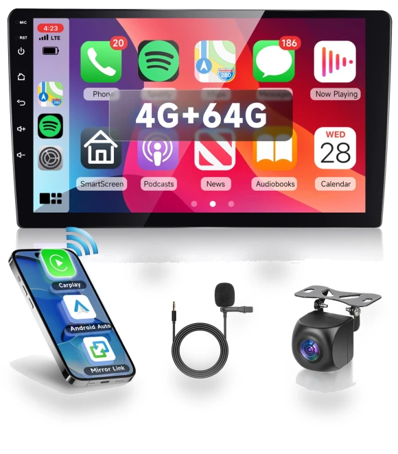 Car Audio GPS Navigation Bluetooth Wireless Carplay Android Auto — Stereo Receivers, Kayomart
