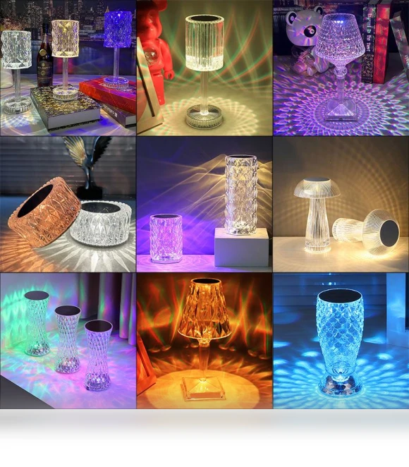 Crystal Rose Touch Lamp with Brightness Adjustment — Overhead Lighting, Got Now