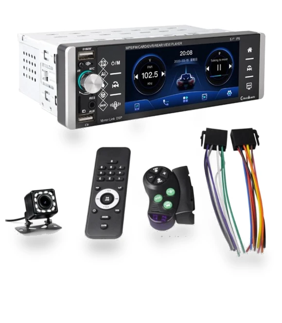 Single-DIN Touchscreen Car Stereo with Wireless Carplay & Android Auto — Stereo Receivers, AutoSphere