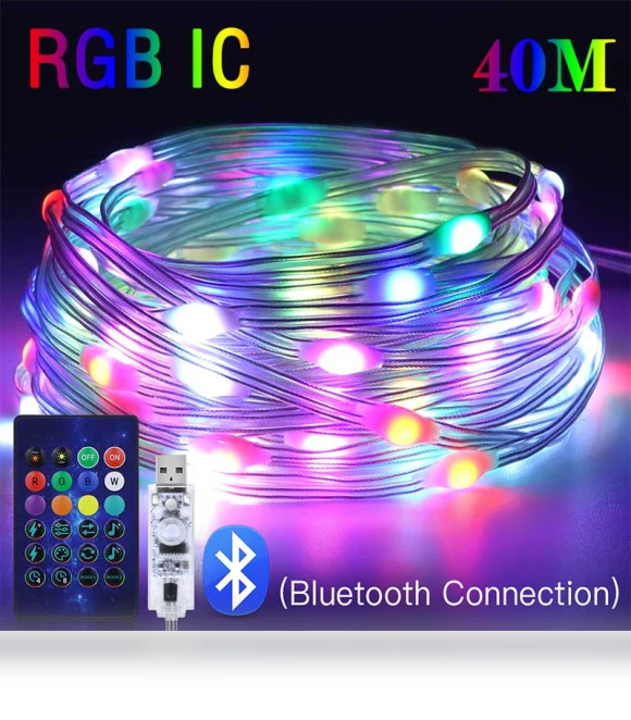 Smart RGB LED Party Garland — Outdoor String Lights, AutoSphere