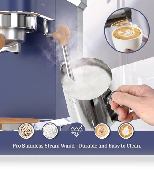 20 Bar Espresso Maker with Milk Frother Steamer — Coffee & Espresso Combos, Laekerrt