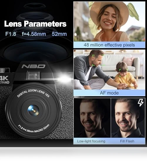 4K Vlogging Camera with Flip Screen — Compact Digital Cameras, NBD
