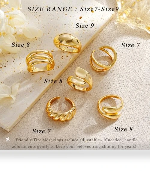 Chunky Gold Rings Set — Stacking, YEEZII