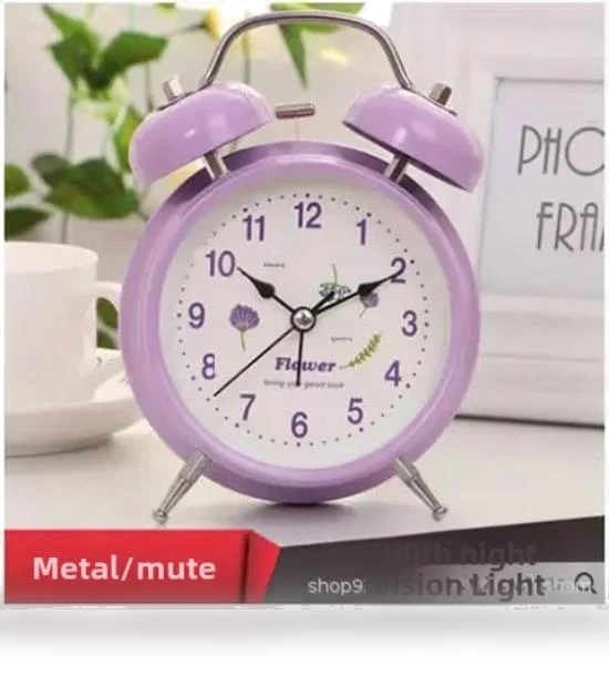 Creative Fashion Bedside Silent Simple Student Cartoon Alarm Clocks Multifunctional Metal Kids Night Lights Alarm Clocks — Alarms & Clocks, Daily necessities-V