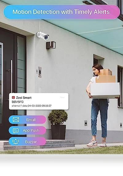Home Security Camera System with AI Human Vehicle Detection — Smart Home Security, ZOSI