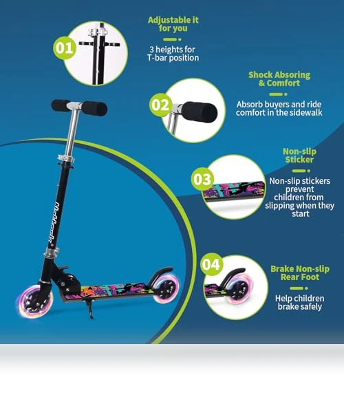 Kids Kick Scooter with Light-up Wheels — Push Scooters, Nattork