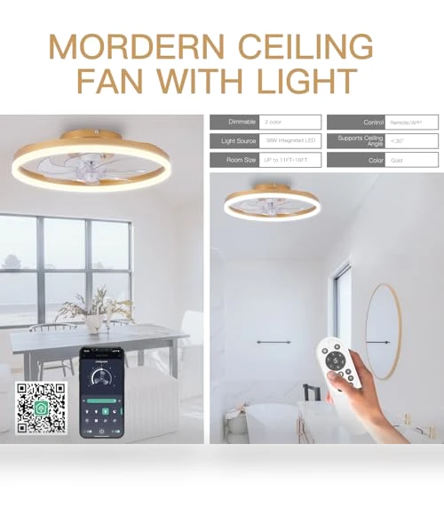 Modern Gold Ceiling Fan with Lights — Ceiling Fan Lighting Solutions, STERREN