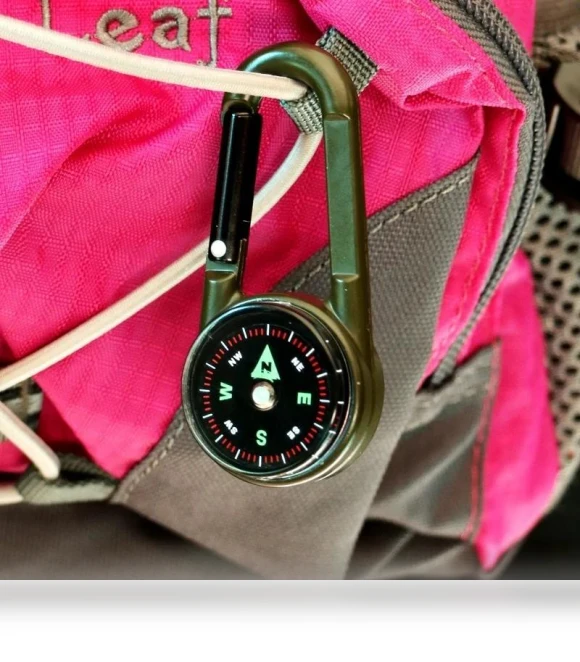 Multifunctional Smart Camping Carabiner with Mini Compass and Thermometer — Keychain Carabiners, LY Gardening