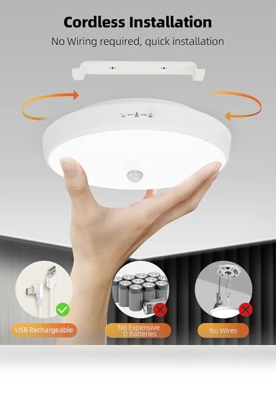 Rechargeable Motion Sensor Ceiling Light — Motion Sensors, EZVALO