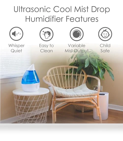 Ultrasonic Cool Mist Teardrop Humidifier — Air Moisturizers, Crane