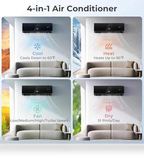 Wifi Enabled Mini Split Air Conditioner & Heater — Cooling Solutions, COSTWAY