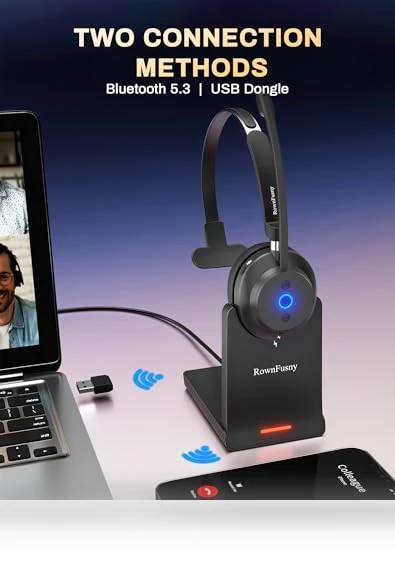 Wireless Headset with Mic — Headsets, Rownfusny