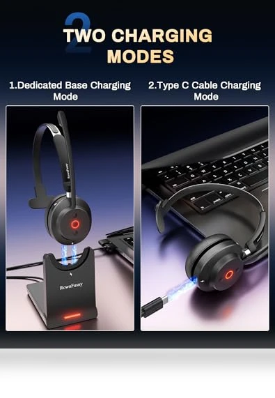 Wireless Headset with Mic — Headsets, Rownfusny