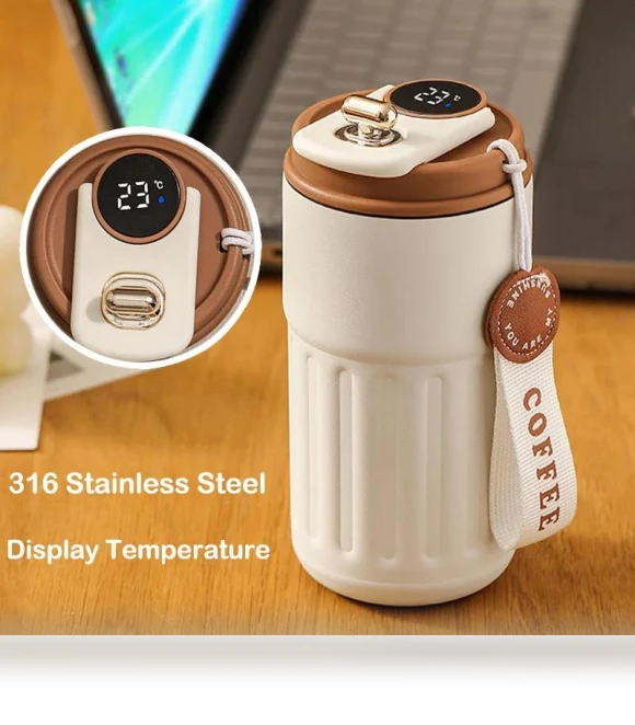 Smart Display Vacuum Flask — Travel Drinkware, TOP-MALL-001
