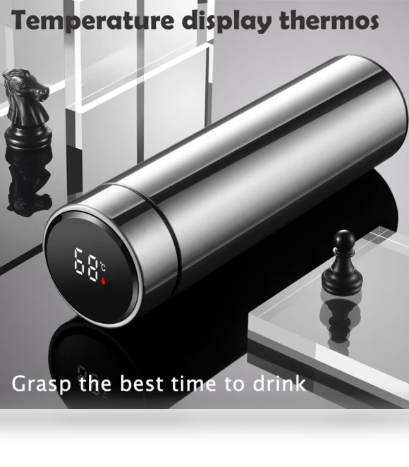 Smart Temperature Display Stainless Steel Thermos Mug — Beverage Warmers, TOP-MALL-001