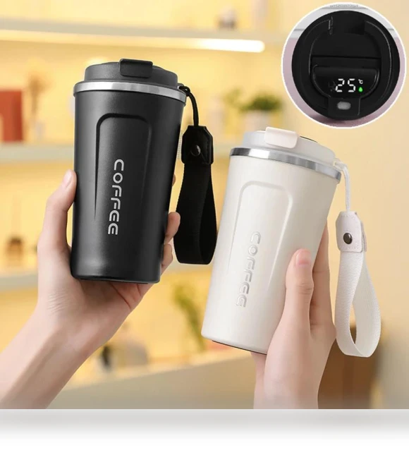Smart Thermos Mug with Temperature Display — Beverage Warmers, TOP-MALL-001
