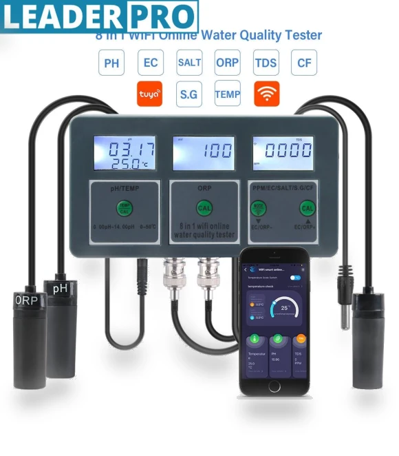 8-in-1 Smart WiFi Water Quality Meter — Hydrometers, Crown Global