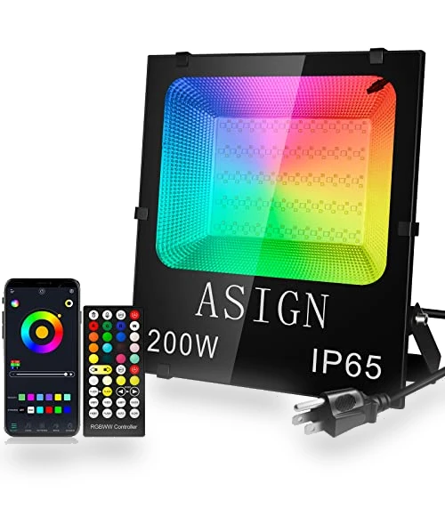 Bluetooth Control RGB LED Floodlight — Outdoor Security & Flood Lighting, ASIGN