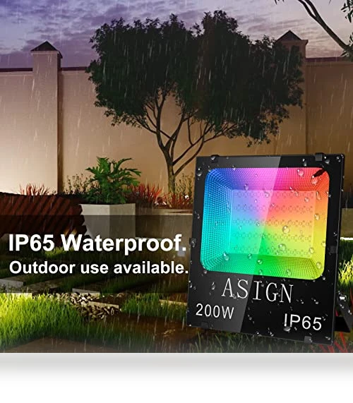 Bluetooth Control RGB LED Floodlight — Outdoor Security & Flood Lighting, ASIGN