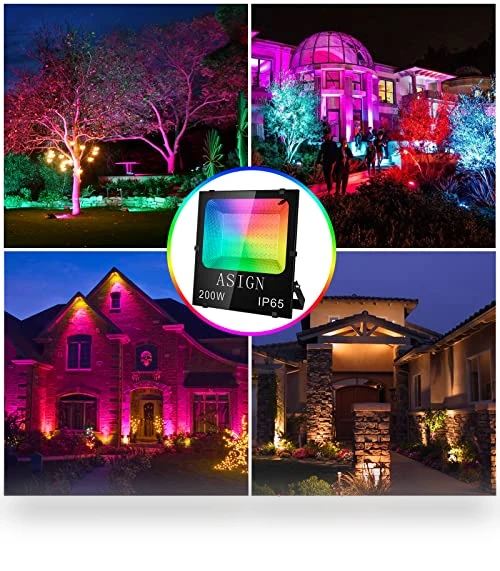 Bluetooth Control RGB LED Floodlight — Outdoor Security & Flood Lighting, ASIGN