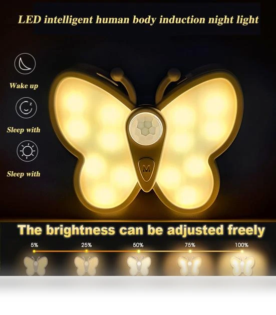 LED Butterfly Night Light with Adjustable Brightness — Night Lights, Blackcurrant