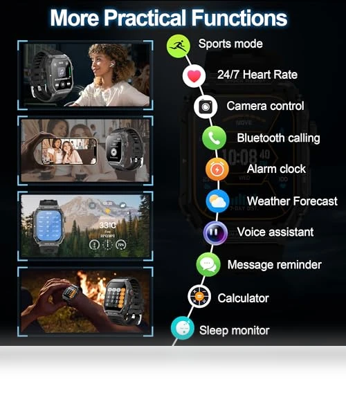 Military Bluetooth Calling Smartwatch — Wearable Accessories, Luzeyo