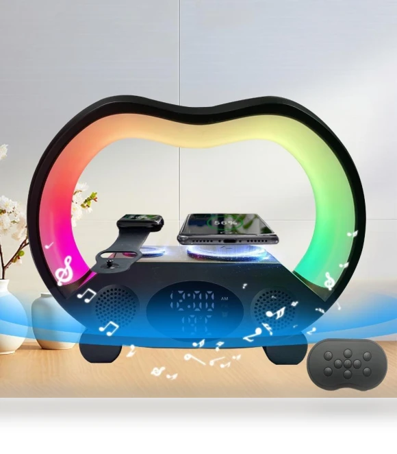 Multifunctional Wireless Charger with Night Light and Clock — Chargers, guangbaokejki