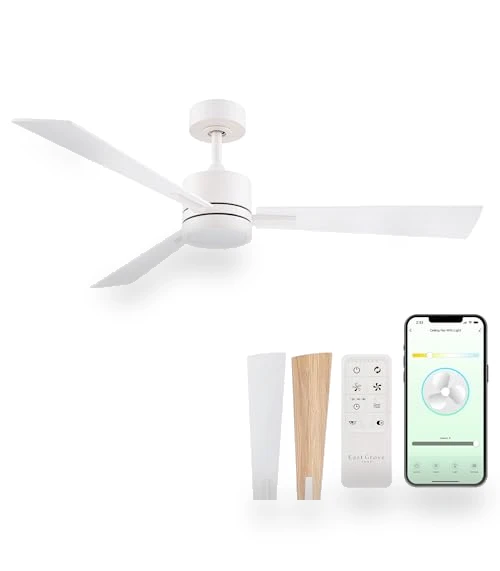 Smart 3-Blade Ceiling Fan with LED Light Kit — Ceiling Fan Lighting Solutions, East Grove Home