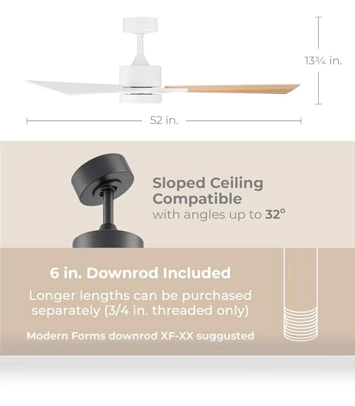 Smart 3-Blade Ceiling Fan with LED Light Kit — Ceiling Fan Lighting Solutions, East Grove Home