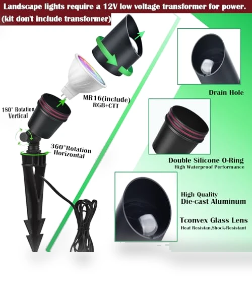 Smart RGB Landscape Lighting Kit — Outdoor Light Projectors, iYogaled