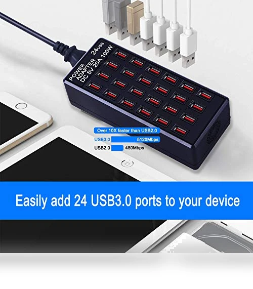 24-Port USB Charging Station — Power Hubs, MIXILIN