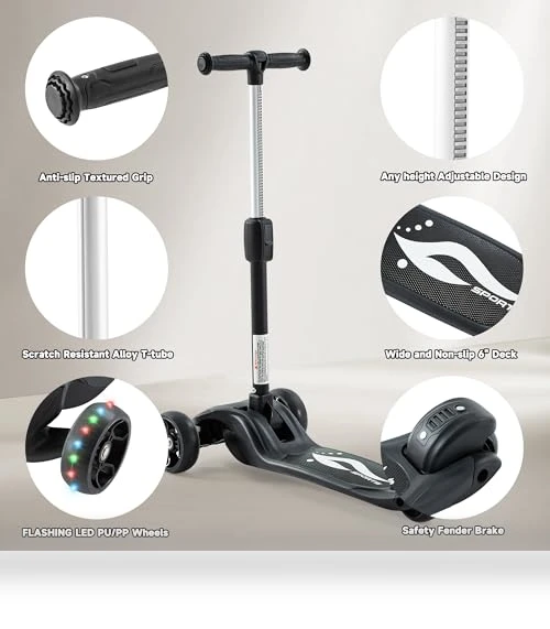 Adjustable Height Kids Scooter with LED Lights — Push Scooters, GLAMUP
