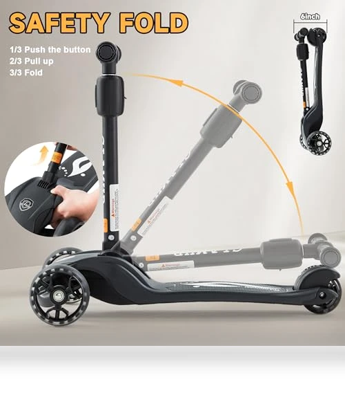 Adjustable Height Kids Scooter with LED Lights — Push Scooters, GLAMUP