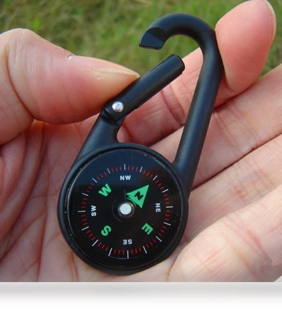 Multifunctional Smart Camping Carabiner with Mini Compass and Thermometer — Keychain Carabiners, Lansoon Electronics