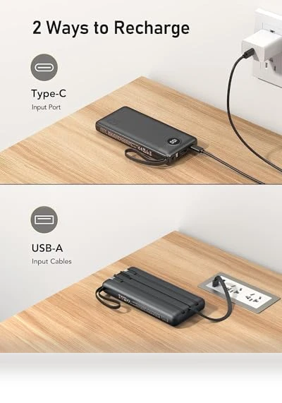 Portable Charger with Built-in Cables — Mobile Power Solutions, VEEKTOMX