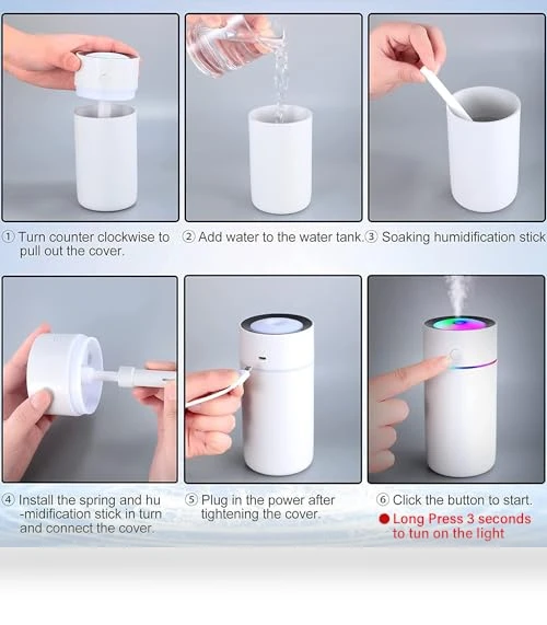 Portable Mini Humidifier with 7-color Lights — Air Moisturizers, YYFWND