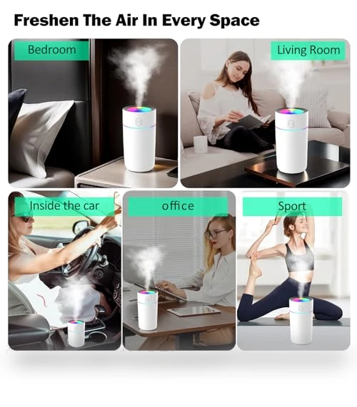 Portable Mini Humidifier with 7-color Lights — Air Moisturizers, YYFWND